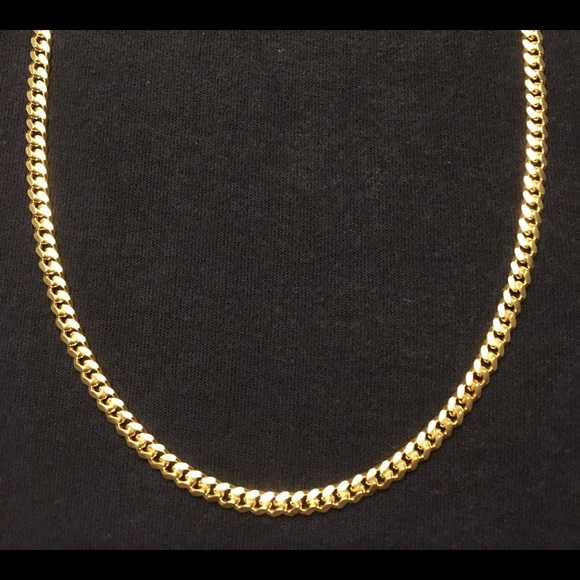 Gold Chain Vermeil Miami Cuban 20in 5mm .925 Italy - Picture 2 of 4
